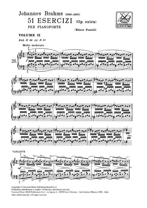 51 Esercizi Op. Extra - Volume Ii: Nn. 26 - 51 - Per Pianoforte - pro klavír